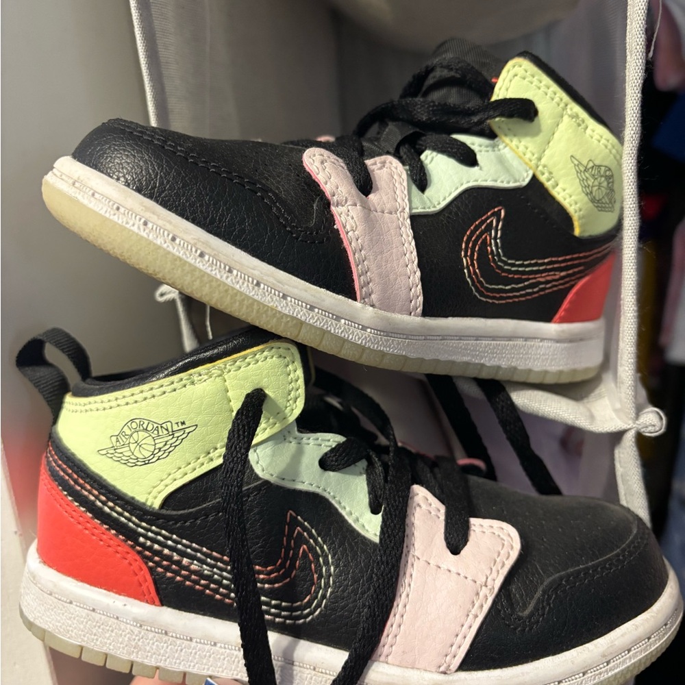 Nike Black and Pink Jordans